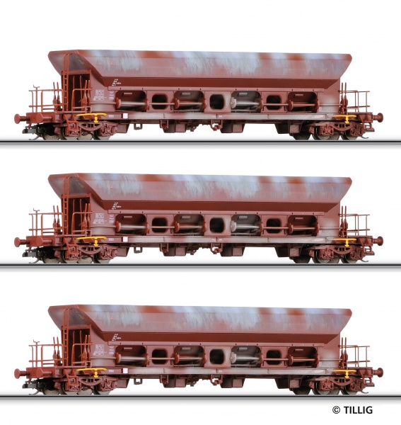 Set of 3 Hopper cars (not weathered) (limited edition)<br /><a href='images/pictures/Tillig/01632_HM.jpg' target='_blank'>Full size image</a>